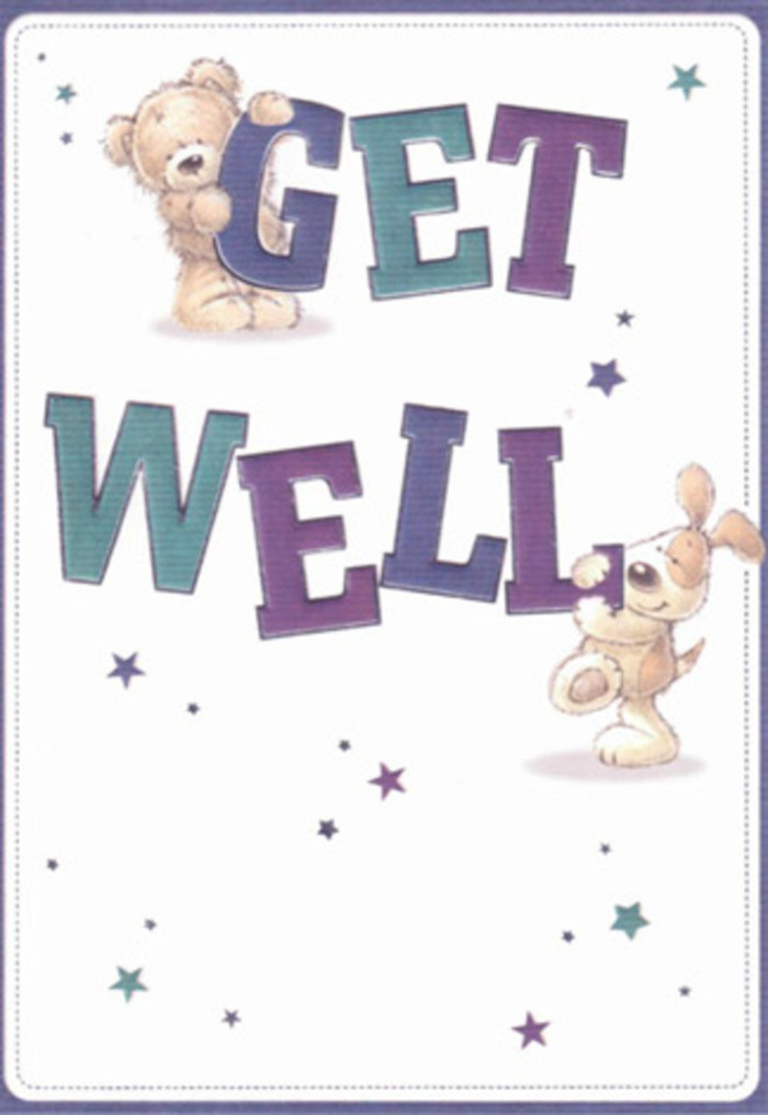 An atmosphere of gentle encouragement fills this get well card, thoughtfully imagined by artists with a keen eye for comfort and cheer-a sentiment reflective of the care found on Holloway's Highgate Hill. At the centre, a playful illustrated bear and a joyfully bounding puppy share the stage, their presence enhanced by a shower of fantastical stars drifting almost weightlessly across the paper. Each character is depicted with rich textures: the bear's fur looks soft enough to bring to mind a favourite childhood toy, and the puppy's velour-like ears curl tidily around bold, rounded letterforms. The cheerful typography, shaded in layers of deep purples, calming aquas, and peacock blues, roots the piece in an aura of hope-much like a bouquet curated with vibrant blooms for a local friend's bedside. Subtle lighting and gentle shadows add depth, making the design feel both tactile and alive, the letters and stars seeming to float forward with warmth. Sending this card, much like a floral arrangement from Florist Holloway, delivers more than a wish-it sends a tangible sense of joy, reassurance, and heartfelt community spirit. Perfect for those recuperating on Camden Road or near Finsbury Park, its light-filled mood, playful innocence, and sincerity together form the kind of encouragement that brightens even the cloudiest day.
